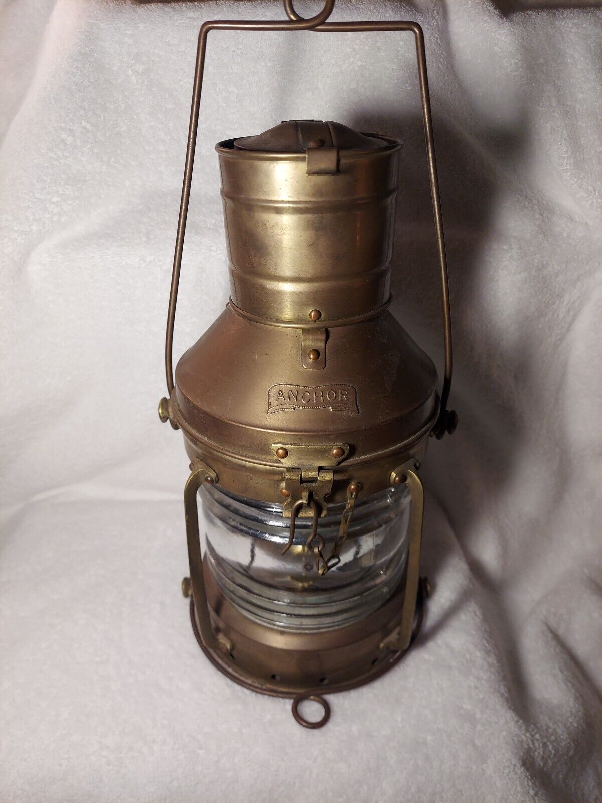 Vintage Anchor Marine Brass Oil Lantern  Approx. 13 1/2"t Gorgeous!! Rare!
